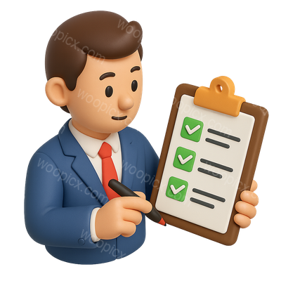 3D Appraiser Icon with Checklist in Isometric View