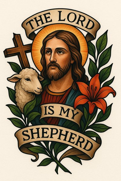 Religious Illustration Depicting Jesus as Shepherd