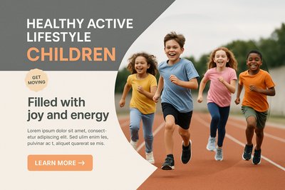 Joyful Children Running on Athletic Track - Active Lifestyle