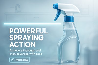 Promotional Graphic for Cleaning Product with Spray Bottle