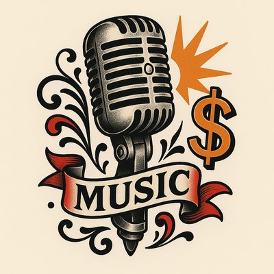 Vintage Microphone Illustration with Music Theme