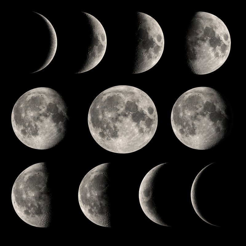 Realistic Moon Phases Collection
