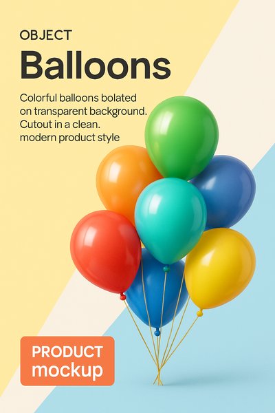 Vibrant Balloon Advertisement Mockup with Typography