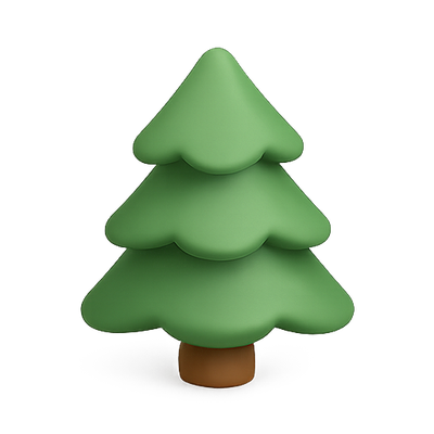 3D Stylized Green Tree Illustration