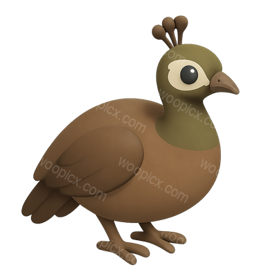 3D Peahen Icon with Isometric Design