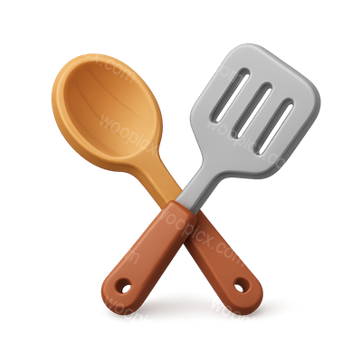 Stylized 3D Crossed Cooking Utensils Icon