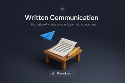 3D Scene of Written Communication in Dark Background