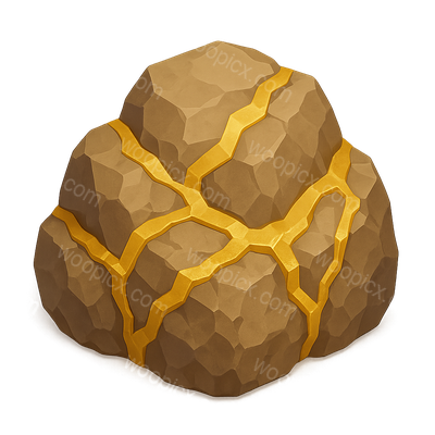 3D Gold Ore Icon with Isometric Design