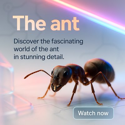 Close-Up of an Ant with Engaging Background and Call to Action