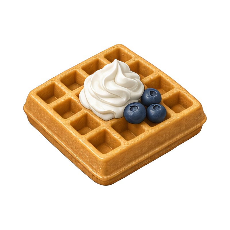 delicious belgian waffle with cream