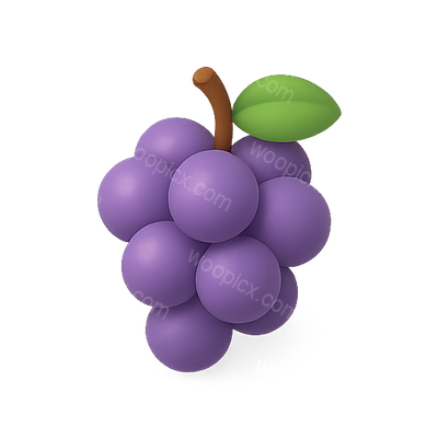 3D Render of a Bunch of Purple Grapes