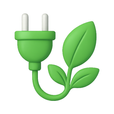 Eco-Friendly Electrical Plug Icon with Leaf Design