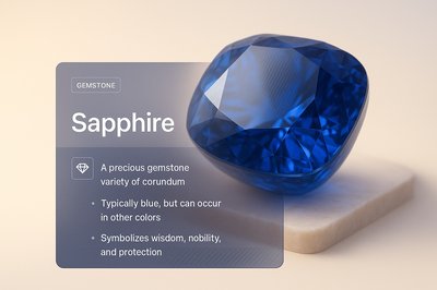 3D Illustration of Sapphire Gemstone with Informative Overlay