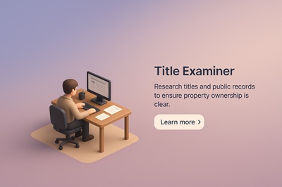 3D Scene of a Title Examiner at Work in Realistic Style