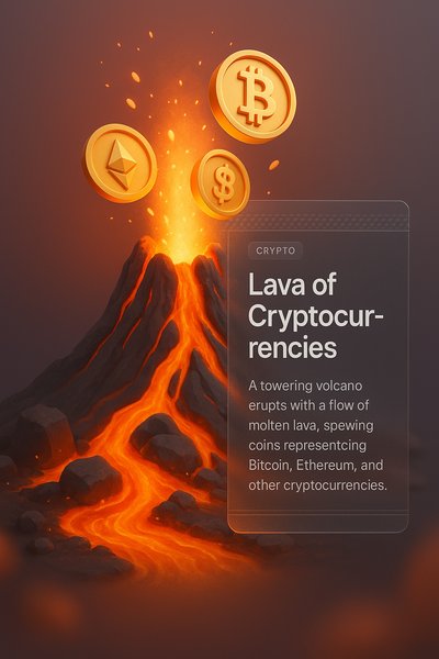 Volcano Erupting with Cryptocurrency Lava