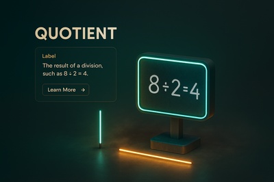 3D Neon Scene Illustrating Mathematical Quotient Concept