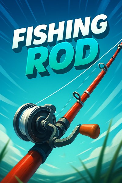 Dynamic Fishing Rod Illustration with Bold Typography