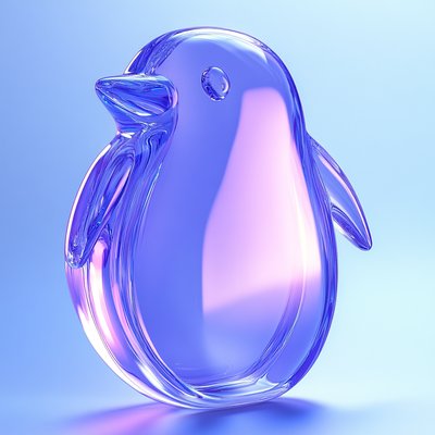 Stylized Glass Penguin Sculpture in Soft Colors