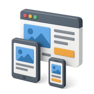 Stylish 3D Web Icon Design for Responsive Layouts