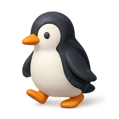 Colorful 3D Penguin Icon with Isometric View