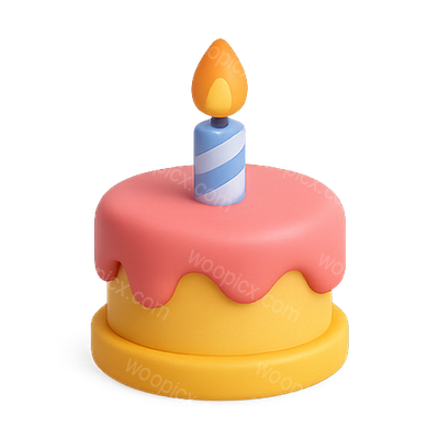 Colorful 3D Birthday Cake with Candle