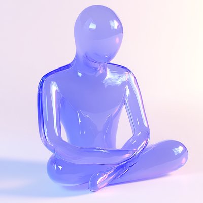 Translucent Abstract Figure in Meditative Pose