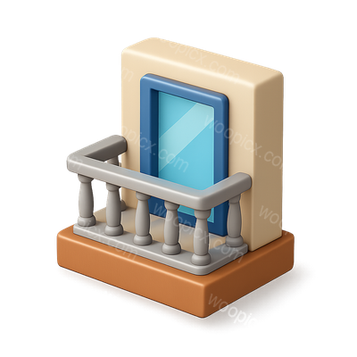 Stylized 3D Balcony Icon with Isometric View