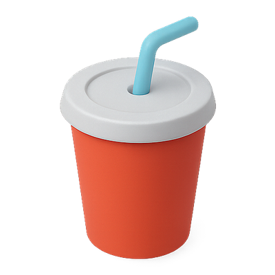 3D Render of a Colorful Drink Cup with Straw