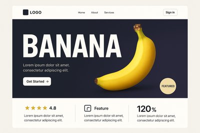 Tropical Themed Landing Page Design Featuring a Banana