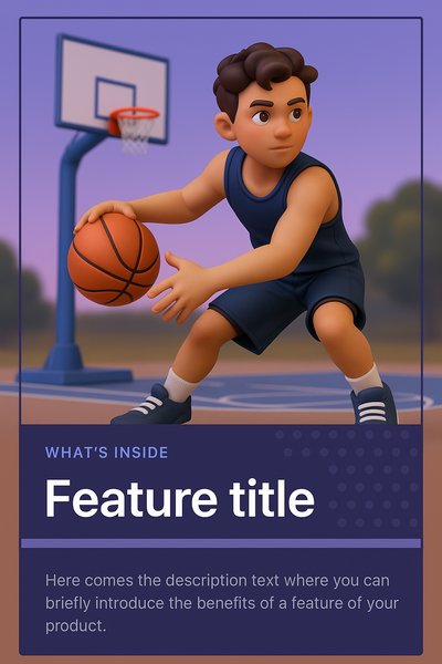 Dynamic 3D Illustration of Young Basketball Player Practicing Outdoors