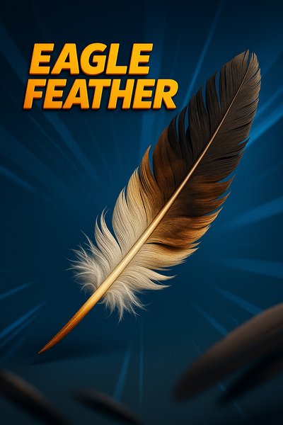 Dynamic Eagle Feather Illustration with Bold Typography
