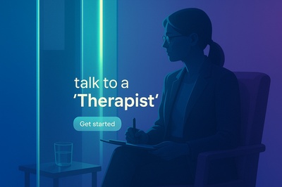 Neon Therapy Scene Featuring a Therapist and Soothing Colors