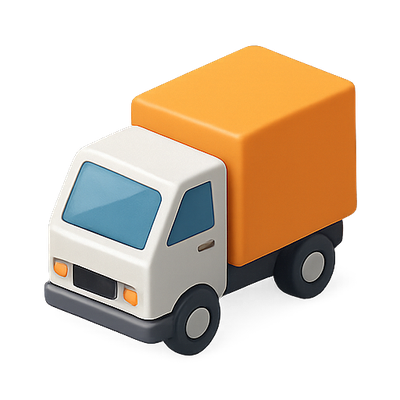 3D Rendered Delivery Truck Icon with Bright Colors