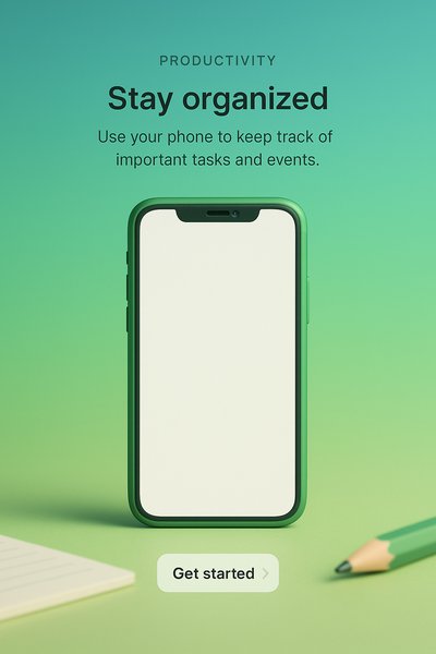 Green Phone Illustration with Productivity Theme