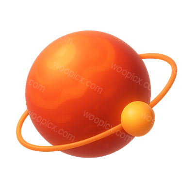 Colorful 3D Planet Icon with Ring and Moon