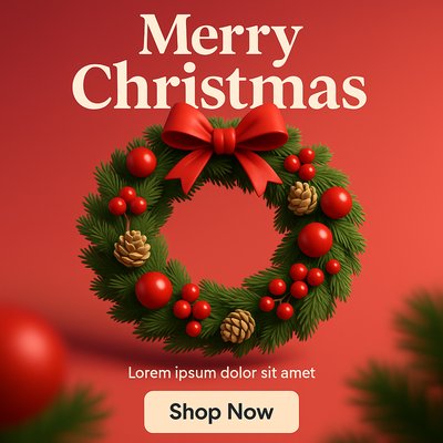 Festive Christmas Wreath Graphic for Holiday Promotions