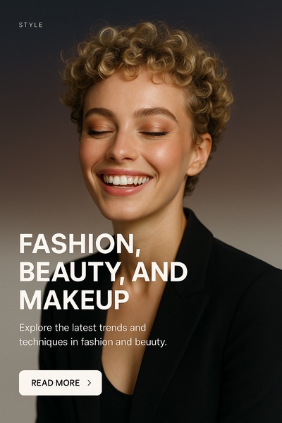 Stylish Blonde Model Smiling in Fashion and Beauty Context