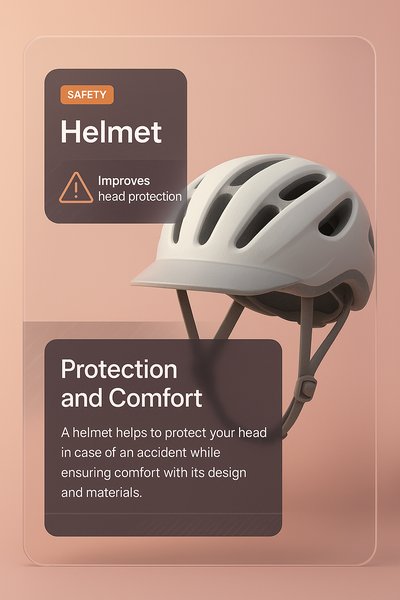 3D Helmet Illustration with Informative Overlay