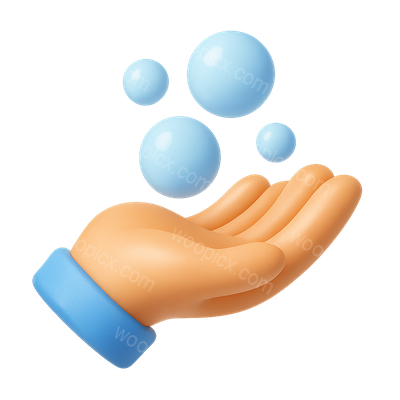 3D Hand Holding Colorful Bubbles Icon