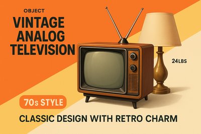 Vintage Analog Television Advertisement in 70s Style