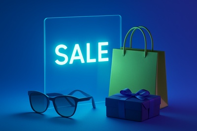 Stylish Realism: Sale Themed Composition with Glowing Elements