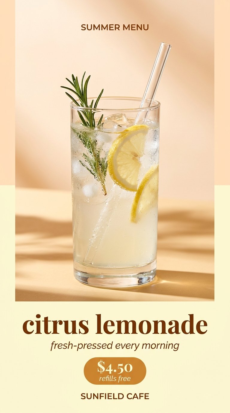 Refreshing iced lemonade with herbs