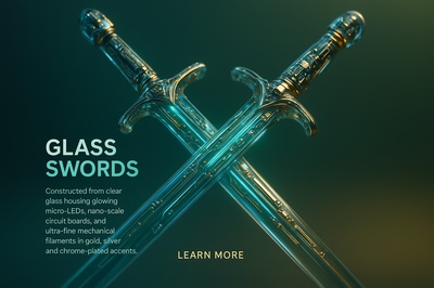 Hyperrealistic Crossed Swords with Glowing Details