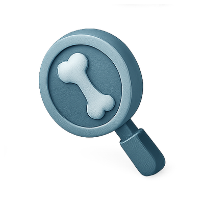Stylized Magnifying Glass Icon with Bone Symbol