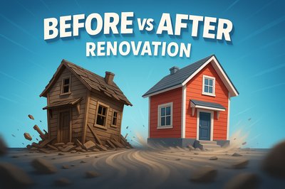 Before and After Home Renovation Comparison Graphic