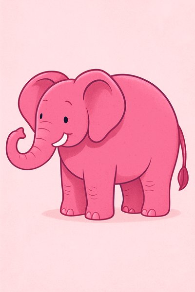Cute Cartoon Pink Elephant Illustration