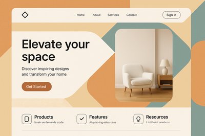 Modern Landing Page Design with Geometric Elements