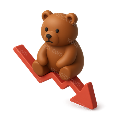 3D Bear Market Icon with Downward Trend
