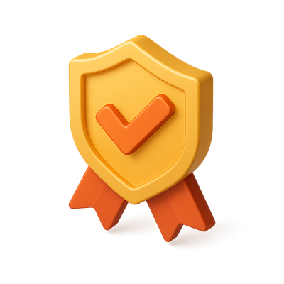 Stylish 3D Achievement Badge Icon with Checkmark