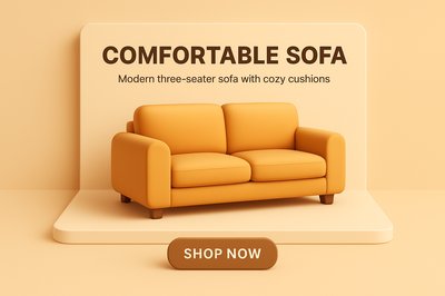 Modern Sofa Promotional Graphic with Cozy Design